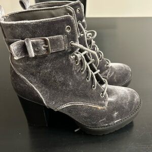 Madden girl, gray velvet booties